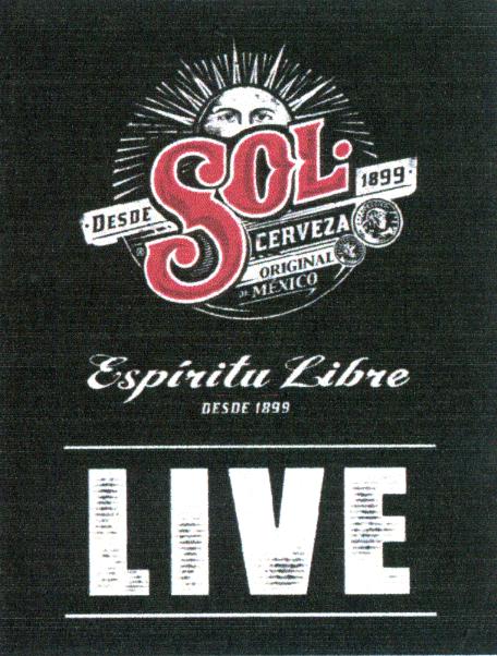 Prekės ženklas: DESDE SOL 1899 CERVEZA ORIGINAL DE MEXICO Espiritu Libre DESDE 1899 LIVE